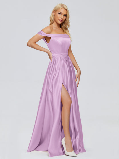 Annabelle Off the Shoulder Satin Bridesmaid Dresses