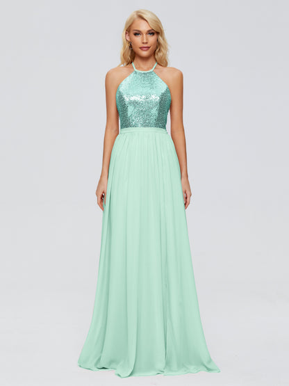 Jasmine Halter Sequins Bridesmaid Dress