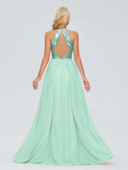 Jasmine Halter Sequins Bridesmaid Dress