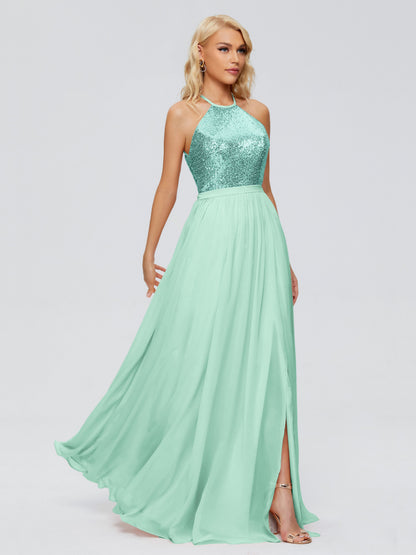 Jasmine Halter Sequins Bridesmaid Dress