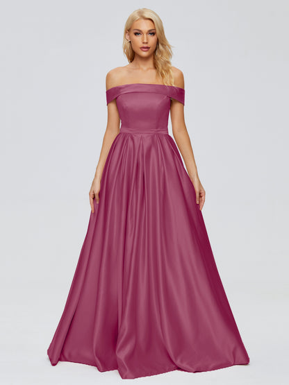 Annabelle Off the Shoulder Satin Bridesmaid Dresses