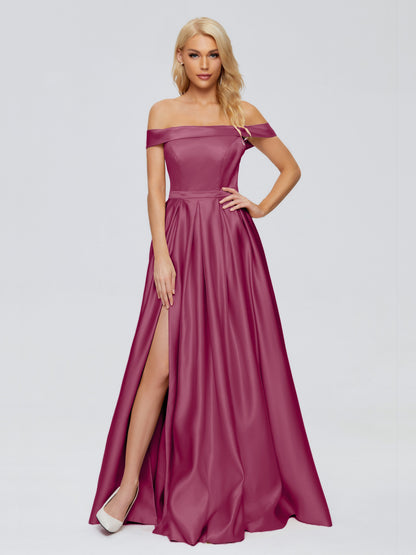 Annabelle Off the Shoulder Satin Bridesmaid Dresses