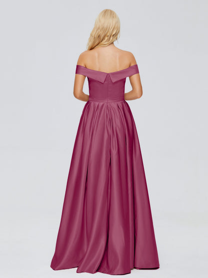 Annabelle Off the Shoulder Satin Bridesmaid Dresses