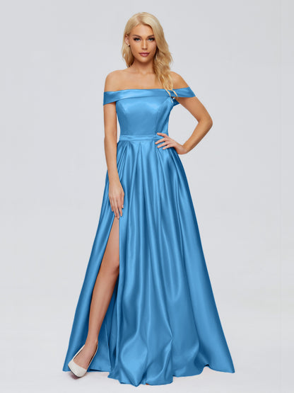 Annabelle Off the Shoulder Satin Bridesmaid Dresses