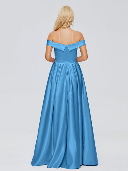 Annabelle Off the Shoulder Satin Bridesmaid Dresses