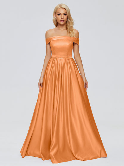 Annabelle Off the Shoulder Satin Bridesmaid Dresses