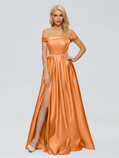 Annabelle Off the Shoulder Satin Bridesmaid Dresses