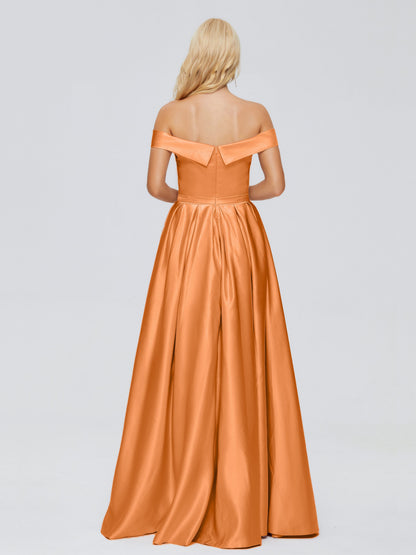 Annabelle Off the Shoulder Satin Bridesmaid Dresses