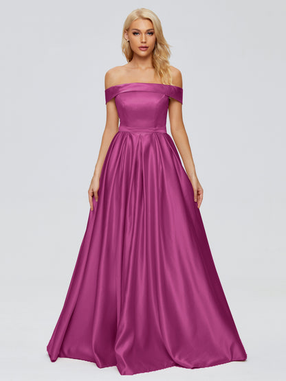 Annabelle Off the Shoulder Satin Bridesmaid Dresses