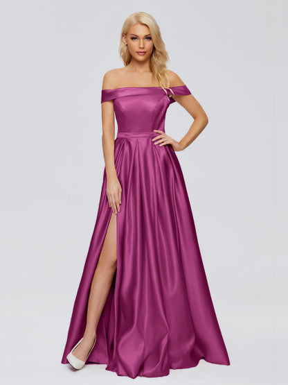 Annabelle Off the Shoulder Satin Bridesmaid Dresses