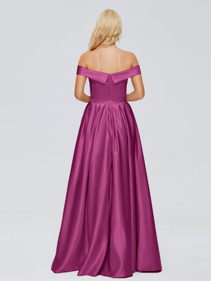 Annabelle Off the Shoulder Satin Bridesmaid Dresses