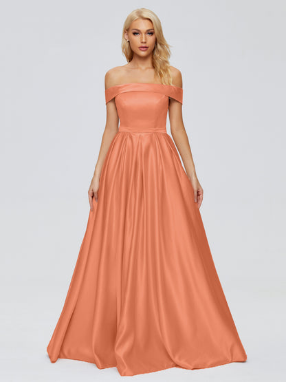 Annabelle Off the Shoulder Satin Bridesmaid Dresses