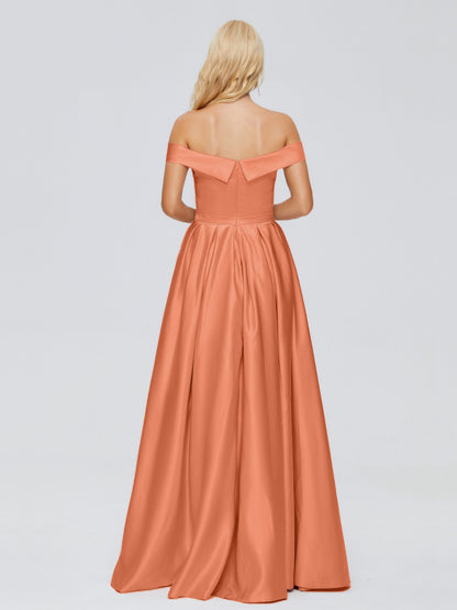 Annabelle Off the Shoulder Satin Bridesmaid Dresses
