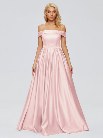 Annabelle Off the Shoulder Satin Bridesmaid Dresses