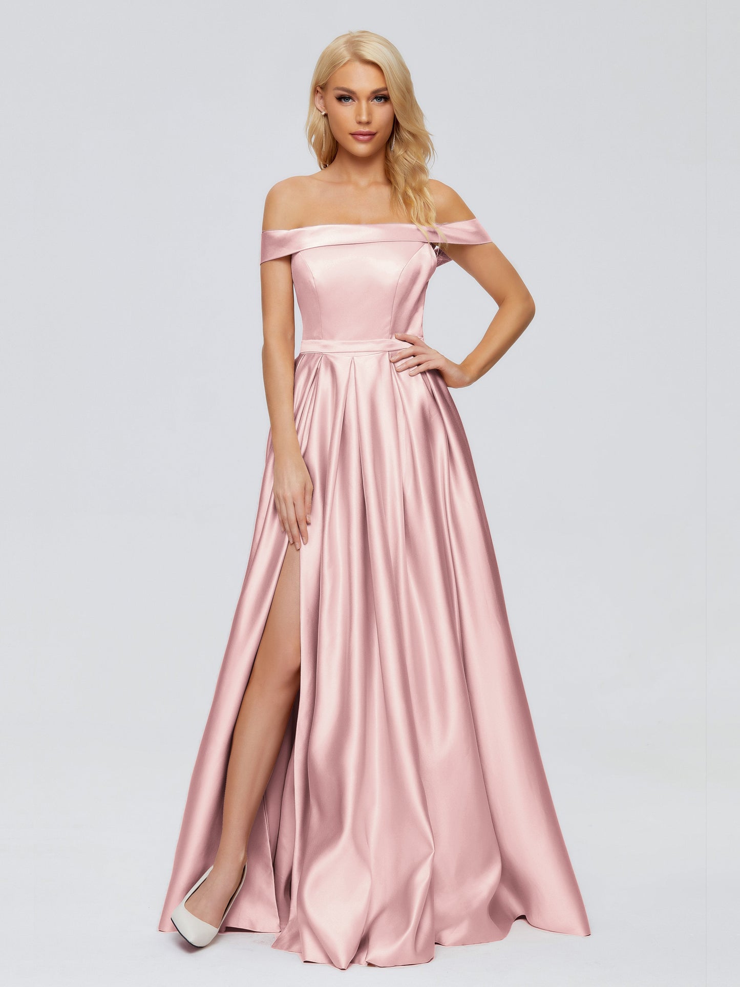 Annabelle Off the Shoulder Satin Bridesmaid Dresses