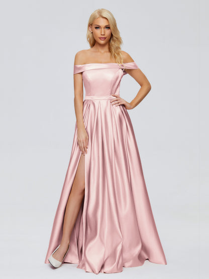Annabelle Off the Shoulder Satin Bridesmaid Dresses