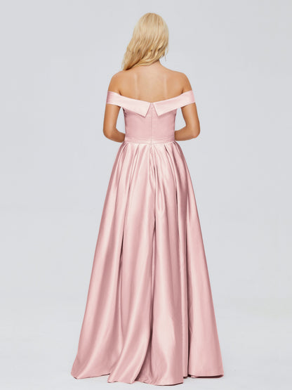 Annabelle Off the Shoulder Satin Bridesmaid Dresses