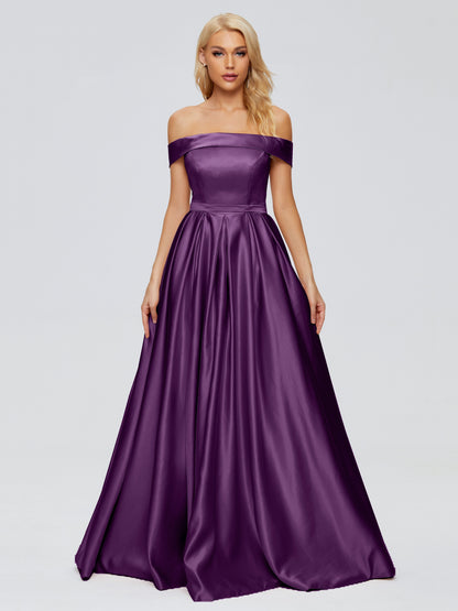 Annabelle Off the Shoulder Satin Bridesmaid Dresses