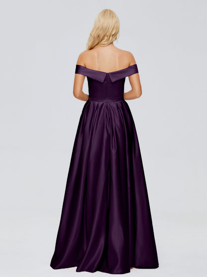 Annabelle Off the Shoulder Satin Bridesmaid Dresses
