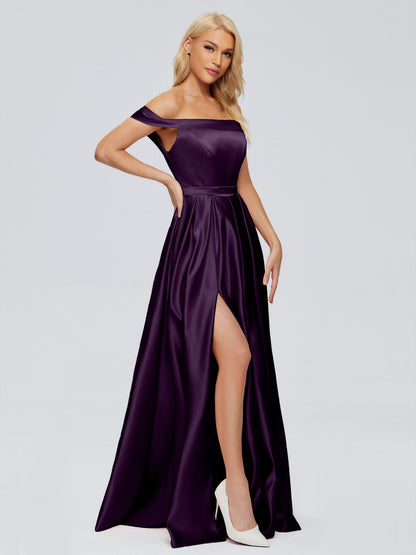 Annabelle Off the Shoulder Satin Bridesmaid Dresses
