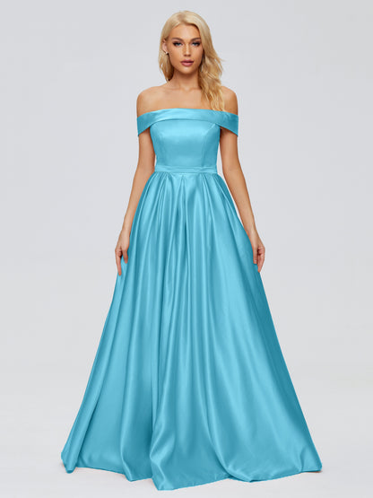 Annabelle Off the Shoulder Satin Bridesmaid Dresses