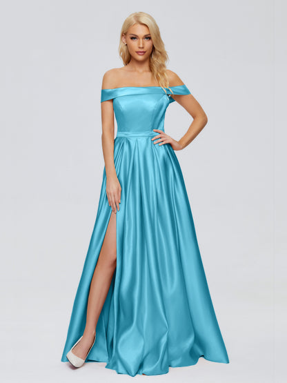 Annabelle Off the Shoulder Satin Bridesmaid Dresses