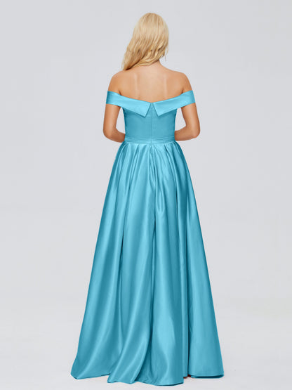 Annabelle Off the Shoulder Satin Bridesmaid Dresses