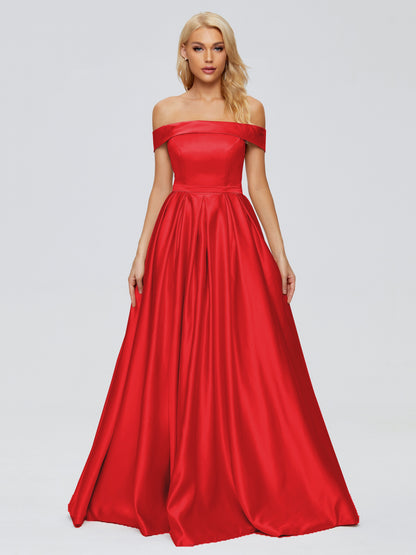 Annabelle Off the Shoulder Satin Bridesmaid Dresses