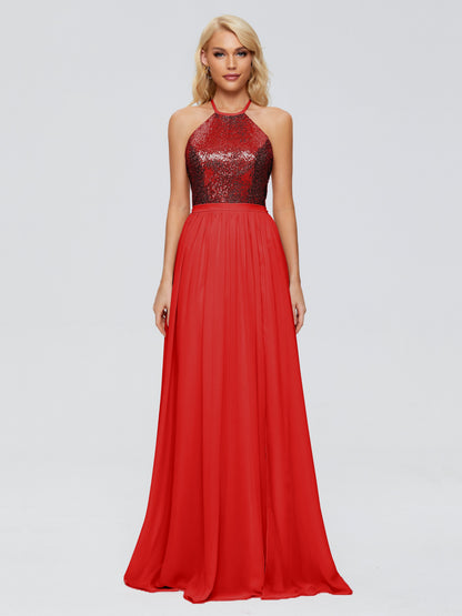 Jasmine Halter Sequins Bridesmaid Dress