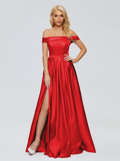Annabelle Off the Shoulder Satin Bridesmaid Dresses