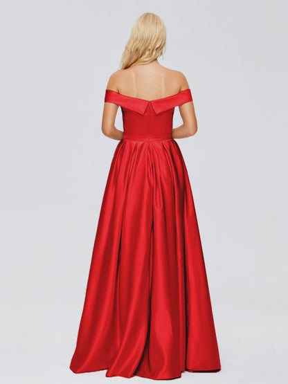 Annabelle Off the Shoulder Satin Bridesmaid Dresses