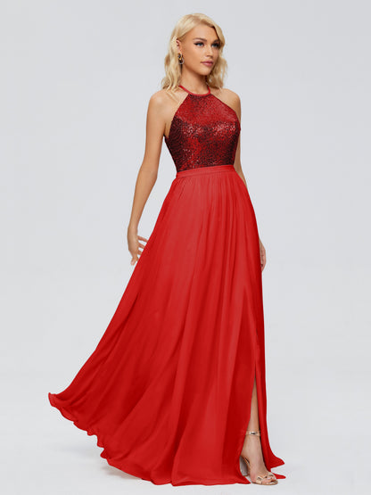 Jasmine Halter Sequins Bridesmaid Dress