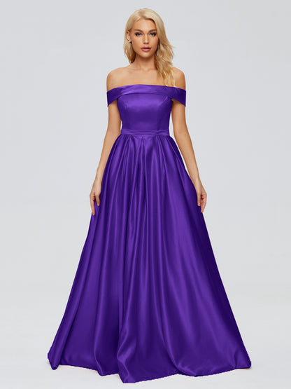 Annabelle Off the Shoulder Satin Bridesmaid Dresses