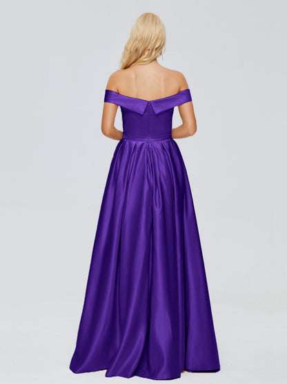 Annabelle Off the Shoulder Satin Bridesmaid Dresses