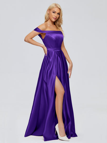 Annabelle Off the Shoulder Satin Bridesmaid Dresses