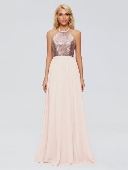 Jasmine Halter Sequins Bridesmaid Dress