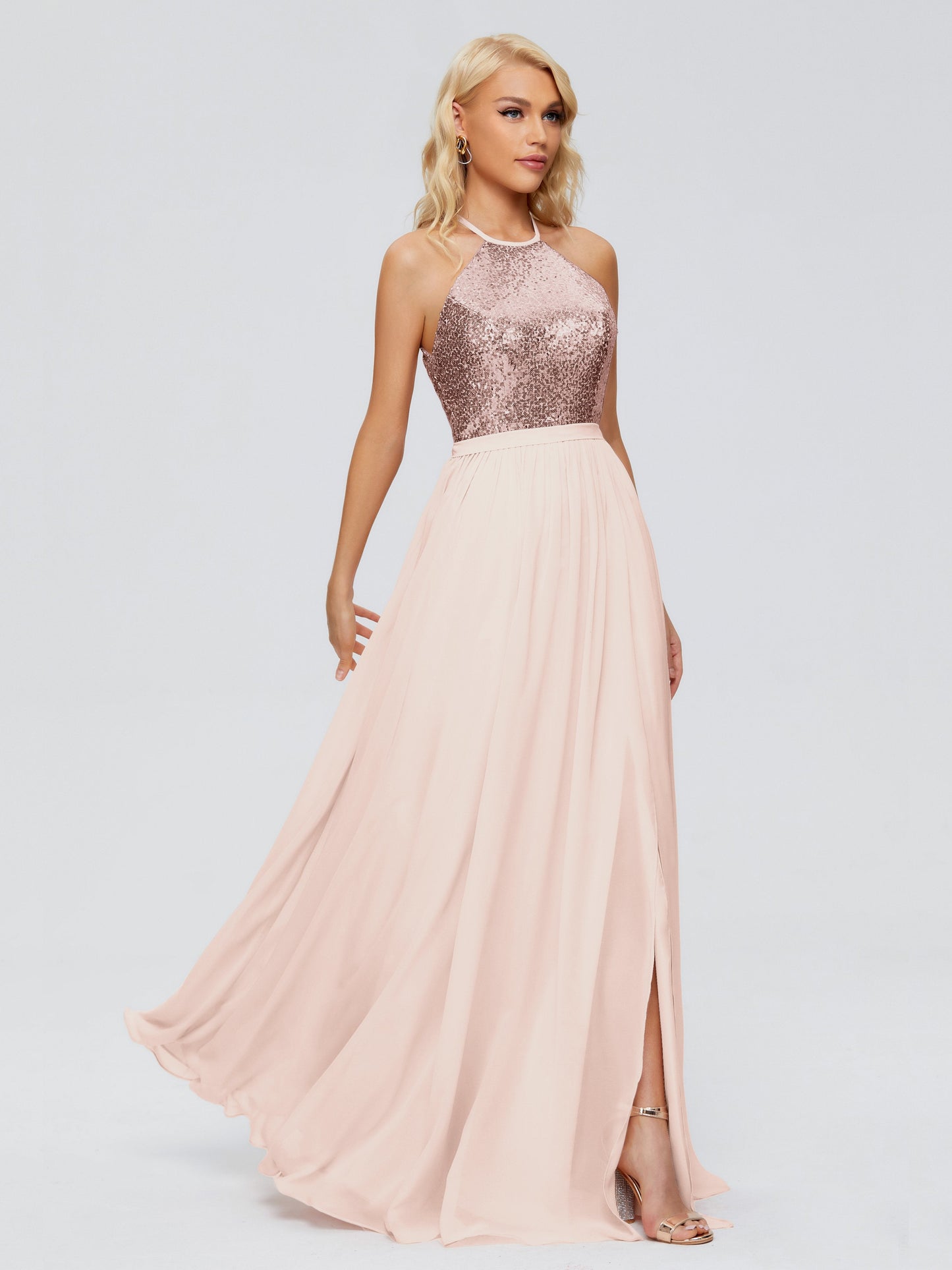 Jasmine Halter Sequins Bridesmaid Dress