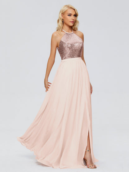 Jasmine Halter Sequins Bridesmaid Dress