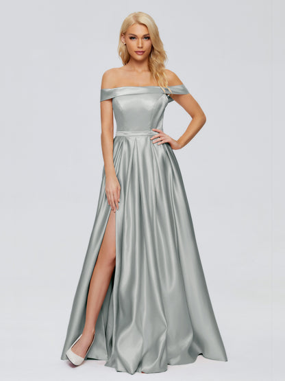 Annabelle Off the Shoulder Satin Bridesmaid Dresses