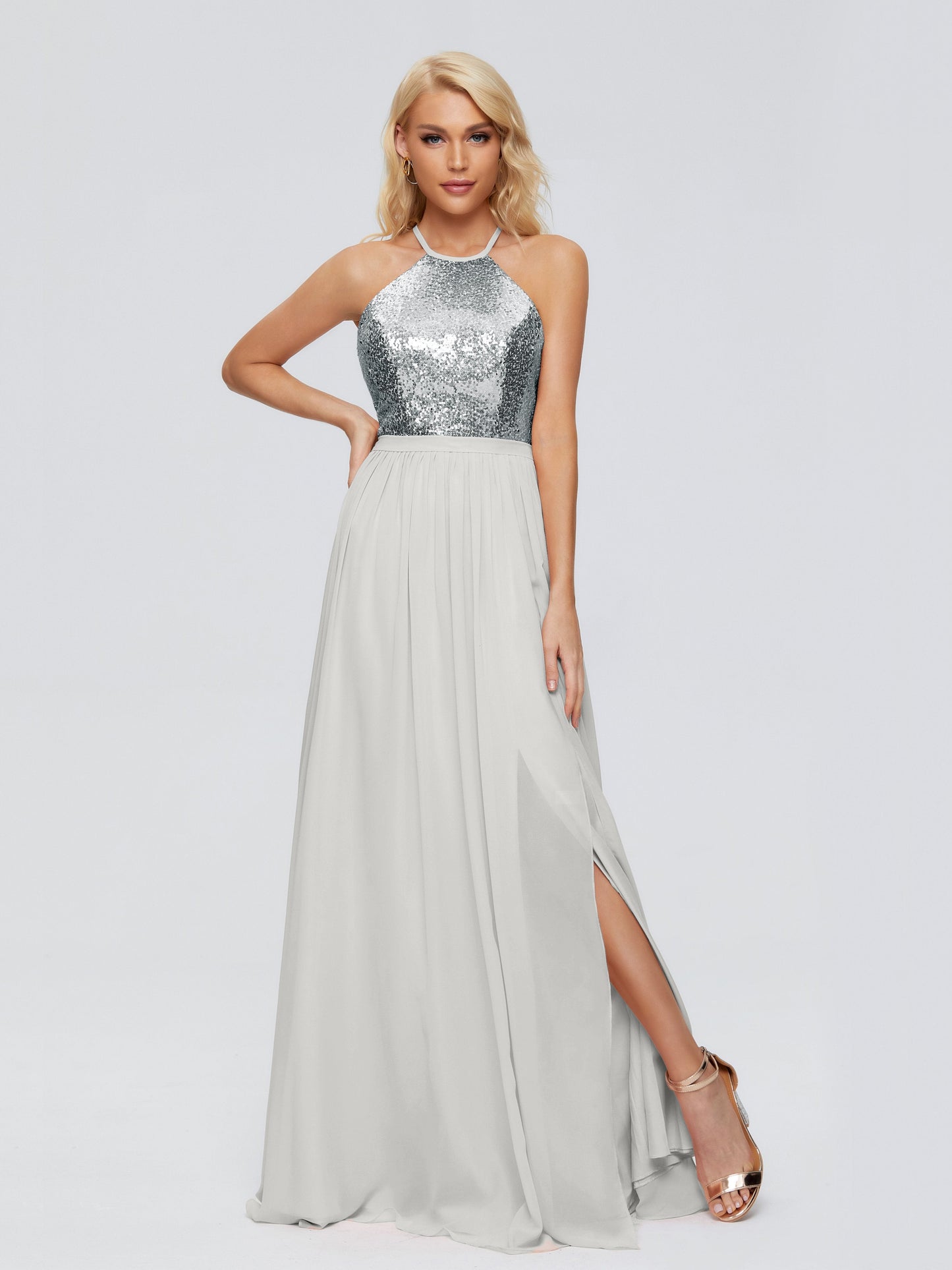 Jasmine Halter Sequins Bridesmaid Dress