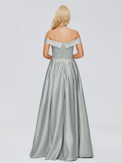 Annabelle Off the Shoulder Satin Bridesmaid Dresses