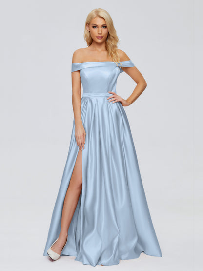 Annabelle Off the Shoulder Satin Bridesmaid Dresses