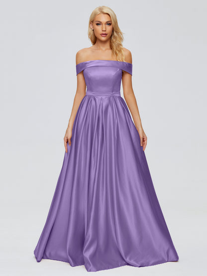 Annabelle Off the Shoulder Satin Bridesmaid Dresses