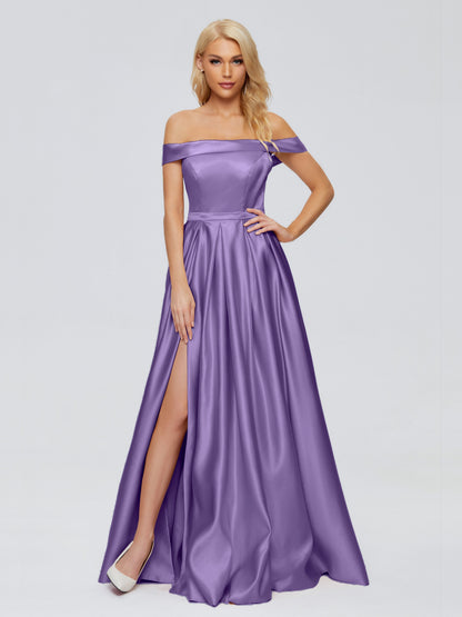 Annabelle Off the Shoulder Satin Bridesmaid Dresses