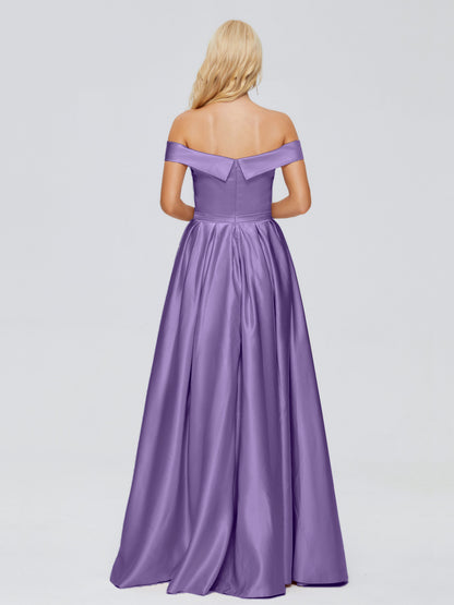 Annabelle Off the Shoulder Satin Bridesmaid Dresses