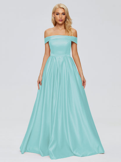 Annabelle Off the Shoulder Satin Bridesmaid Dresses