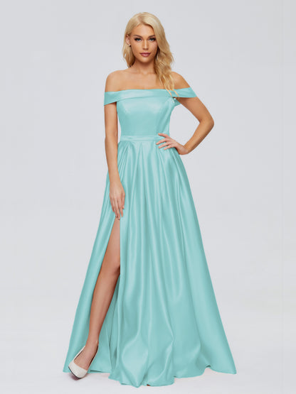 Annabelle Off the Shoulder Satin Bridesmaid Dresses