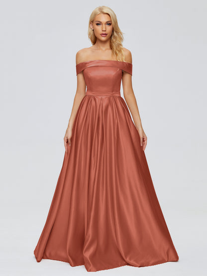 Annabelle Off the Shoulder Satin Bridesmaid Dresses