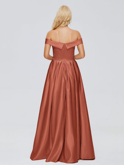Annabelle Off the Shoulder Satin Bridesmaid Dresses