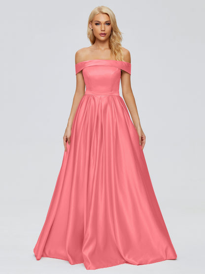 Annabelle Off the Shoulder Satin Bridesmaid Dresses